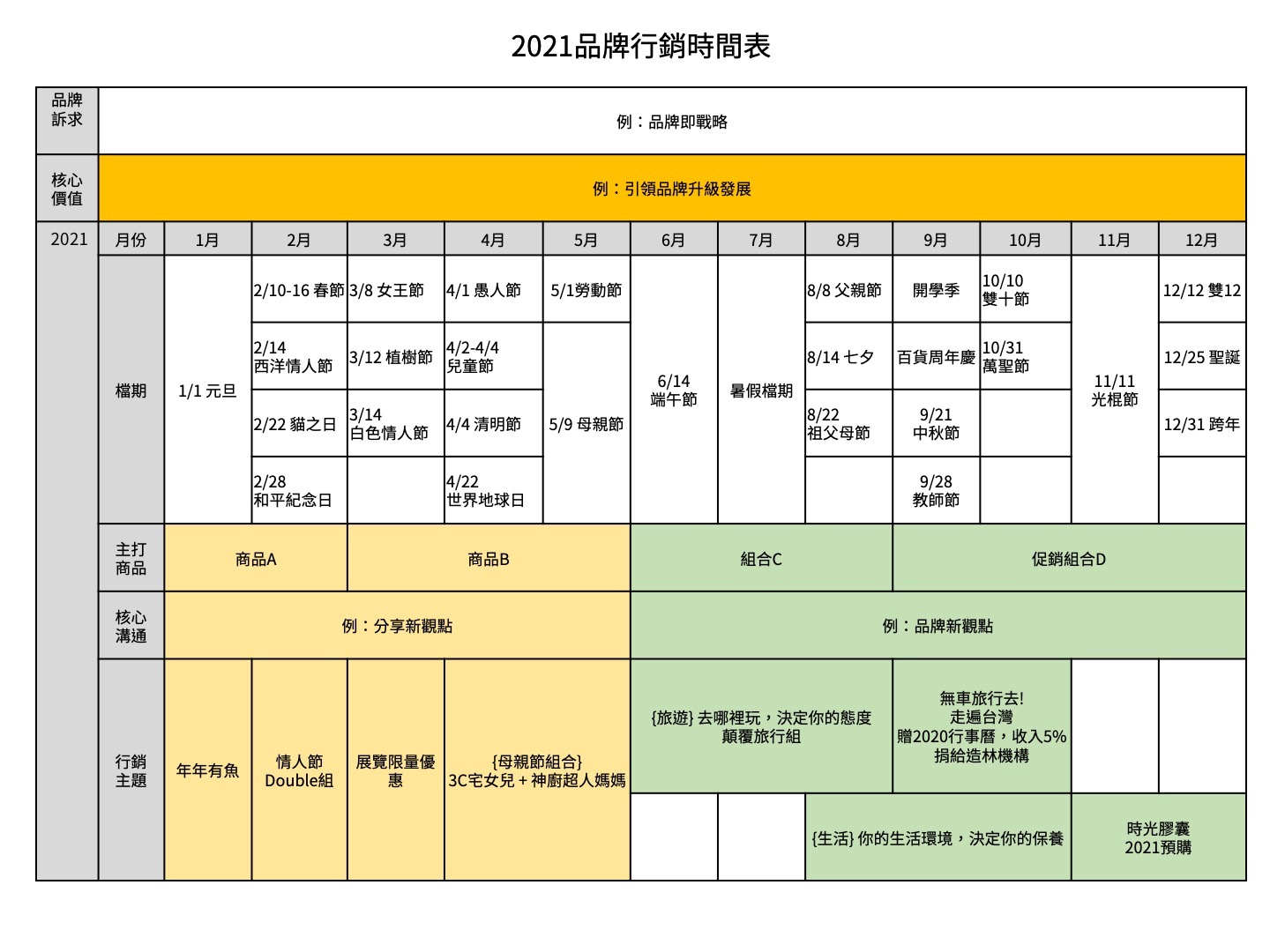 2021品牌营销时间表